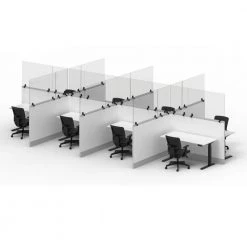 Acrylic Sneeze Guard Freestanding Desk Divider 24 x 30, Clear by Luxor -Furniture Store clear luxor computer desks divtt 2430c c3 1000