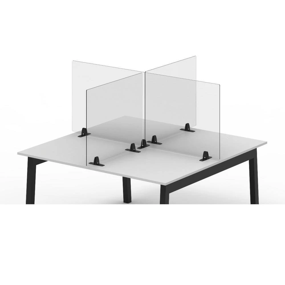 Acrylic 48 in. x 24 in. Clear Sneeze Guard Freestanding Desk Divider by Luxor 2 Acrylic 48 in. x 24 in. Clear Sneeze Guard Freestanding Desk Divider by Luxor - Image 2