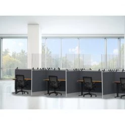 Acrylic Sneeze Guard Clamp On Cubicle Wall Extender 48 x 30, Clear by Luxor -Furniture Store clear luxor computer desks divwt 4830c c3 1000