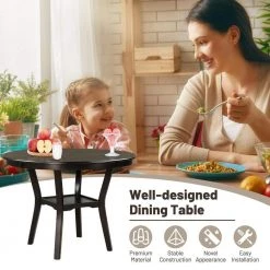 42 in. 2-tier Round Dining Table with Storage Shelf by SUNRINX -Furniture Store coffee sunrinx kitchen dining tables mg6 38bd 1f 1000