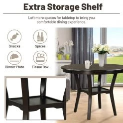 42 in. 2-tier Round Dining Table with Storage Shelf by SUNRINX -Furniture Store coffee sunrinx kitchen dining tables mg6 38bd 44 1000