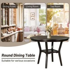 42 in. 2-tier Round Dining Table with Storage Shelf by SUNRINX -Furniture Store coffee sunrinx kitchen dining tables mg6 38bd 4f 1000
