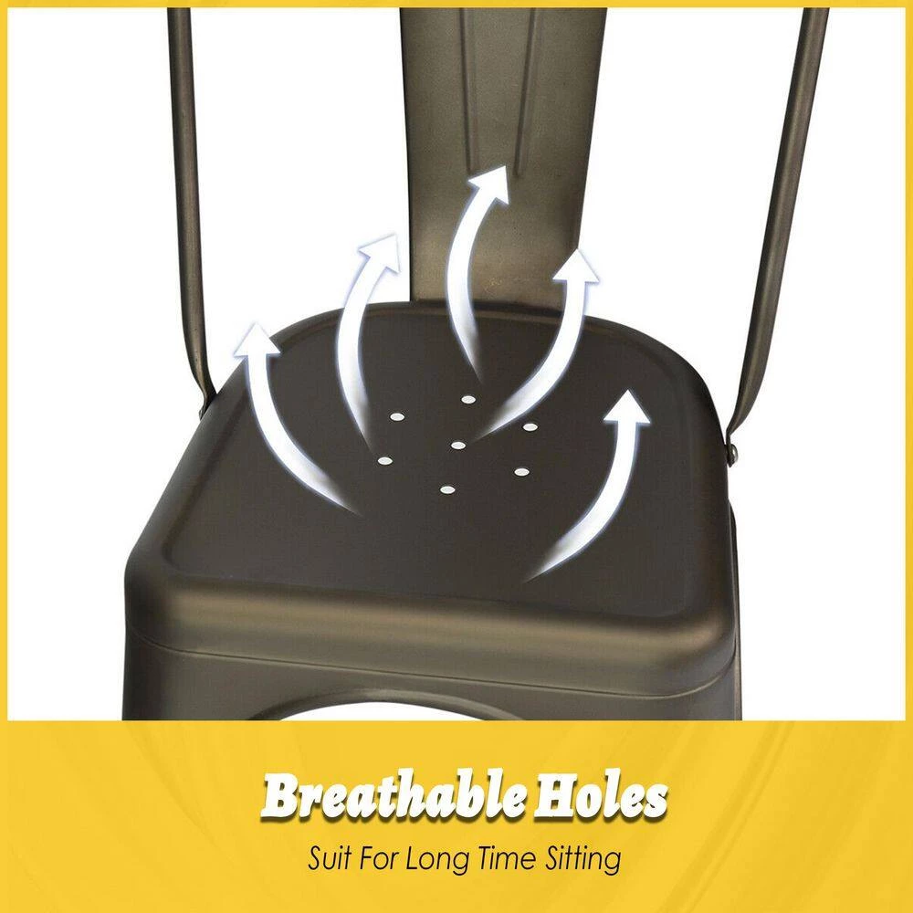 33 in. Dark Brown 4-Pieces Modern Metal Frame Bar Stools with High Back and Rubber Feet by SUNRINX 4 33 in. Dark Brown 4-Pieces Modern Metal Frame Bar Stools with High Back and Rubber Feet by SUNRINX - Image 4