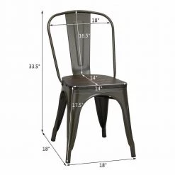 4-Pieces Tolix Style Metal Dining Side Chair Stackable Wood Seat-Black by SUNRINX -Furniture Store dark brown sunrinx dining chairs mg6 16bd 44 1000
