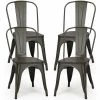 4-Pieces Tolix Style Metal Dining Side Chair Stackable Wood Seat-Black by SUNRINX