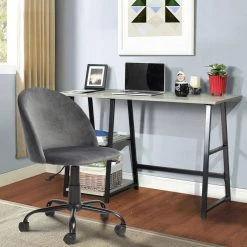 47 in. Dark Gray Rectangular Wooden Computer Desk with 2-Storage Racks by Edendirect -Furniture Store dark gray edendirect computer desks gp00ra210914002 31 1000