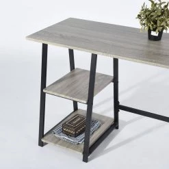 47 in. Dark Gray Rectangular Wooden Computer Desk with 2-Storage Racks by Edendirect -Furniture Store dark gray edendirect computer desks gp00ra210914002 44 1000