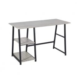 47 in. Dark Gray Rectangular Wooden Computer Desk with 2-Storage Racks by Edendirect