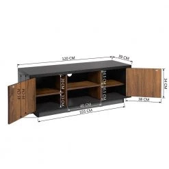 47.2 in. Mid-Century Modern 2-Door TV Stand with Storage Cabinet Fits TV's up to 60 in. by Edendirect 12 47.2 in. Mid-Century Modern 2-Door TV Stand with Storage Cabinet Fits TV's up to 60 in. by Edendirect -Furniture Store deep rustic brown edendirect tv stands gp00ra210922005 4f 1000