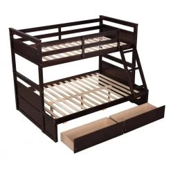 Espresso Twin Over Full Bunk Bed with Storage by SUNRINX -Furniture Store espresso sunrinx bunk beds mg4 50we 31 1000