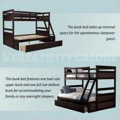 Espresso Twin Over Full Bunk Bed with Storage by SUNRINX -Furniture Store espresso sunrinx bunk beds mg4 50we 44 1000