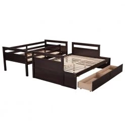 Espresso Twin Over Full Bunk Bed with Storage by SUNRINX -Furniture Store espresso sunrinx bunk beds mg4 50we 4f 1000