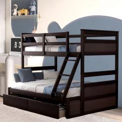 Espresso Twin Over Full Bunk Bed with Storage by SUNRINX