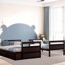 Espresso Twin Over Full Bunk Bed with Storage by SUNRINX -Furniture Store espresso sunrinx bunk beds mg4 50we c3 1000