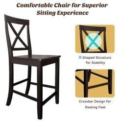 24 in. 2-Pack Rubber Wood Frame Kitchen Chairs by SUNRINX -Furniture Store expresso sunrinx dining chairs mg6 22bd c3 1000