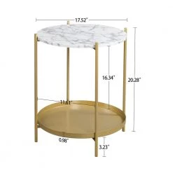 17.52 in. Gold Emma end table by SUNRINX 12 17.52 in. Gold Emma end table by SUNRINX -Furniture Store gold white sunrinx end side tables mg6 47bd 1d 1000