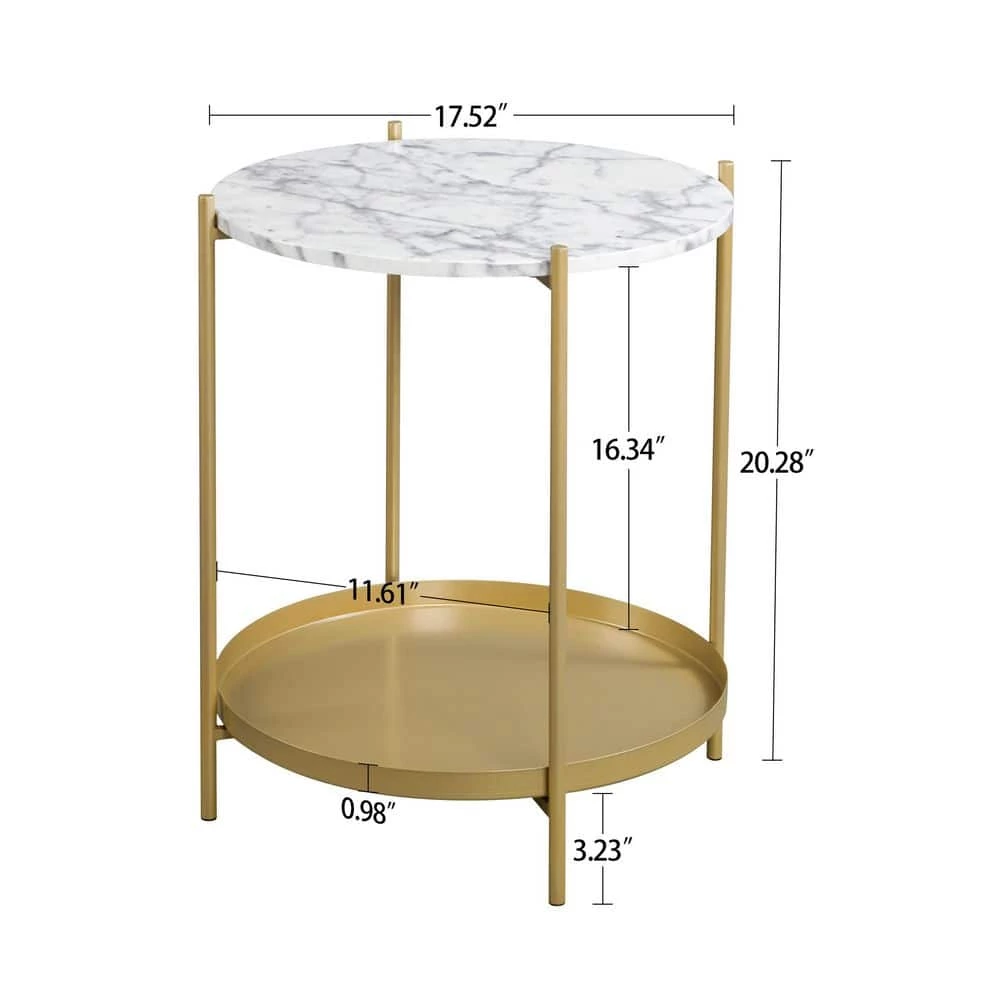 17.52 in. Gold Emma end table by SUNRINX 3 17.52 in. Gold Emma end table by SUNRINX - Image 3