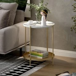 17.52 in. Gold Emma end table by SUNRINX 19 17.52 in. Gold Emma end table by SUNRINX -Furniture Store gold white sunrinx end side tables mg6 47bd 31 1000