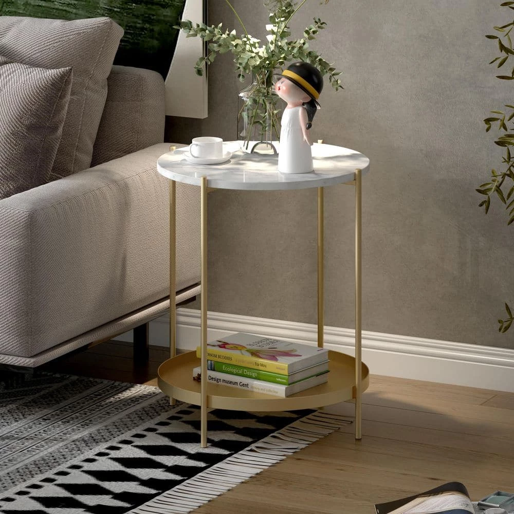 17.52 in. Gold Emma end table by SUNRINX 10 17.52 in. Gold Emma end table by SUNRINX - Image 10