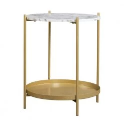 17.52 in. Gold Emma end table by SUNRINX 16 17.52 in. Gold Emma end table by SUNRINX -Furniture Store gold white sunrinx end side tables mg6 47bd 44 1000