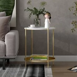 17.52 in. Gold Emma end table by SUNRINX 15 17.52 in. Gold Emma end table by SUNRINX -Furniture Store gold white sunrinx end side tables mg6 47bd 4f 1000