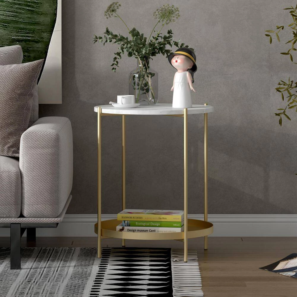17.52 in. Gold Emma end table by SUNRINX 6 17.52 in. Gold Emma end table by SUNRINX - Image 6