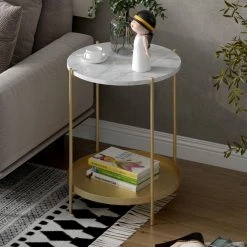 17.52 in. Gold Emma end table by SUNRINX 14 17.52 in. Gold Emma end table by SUNRINX -Furniture Store gold white sunrinx end side tables mg6 47bd c3 1000
