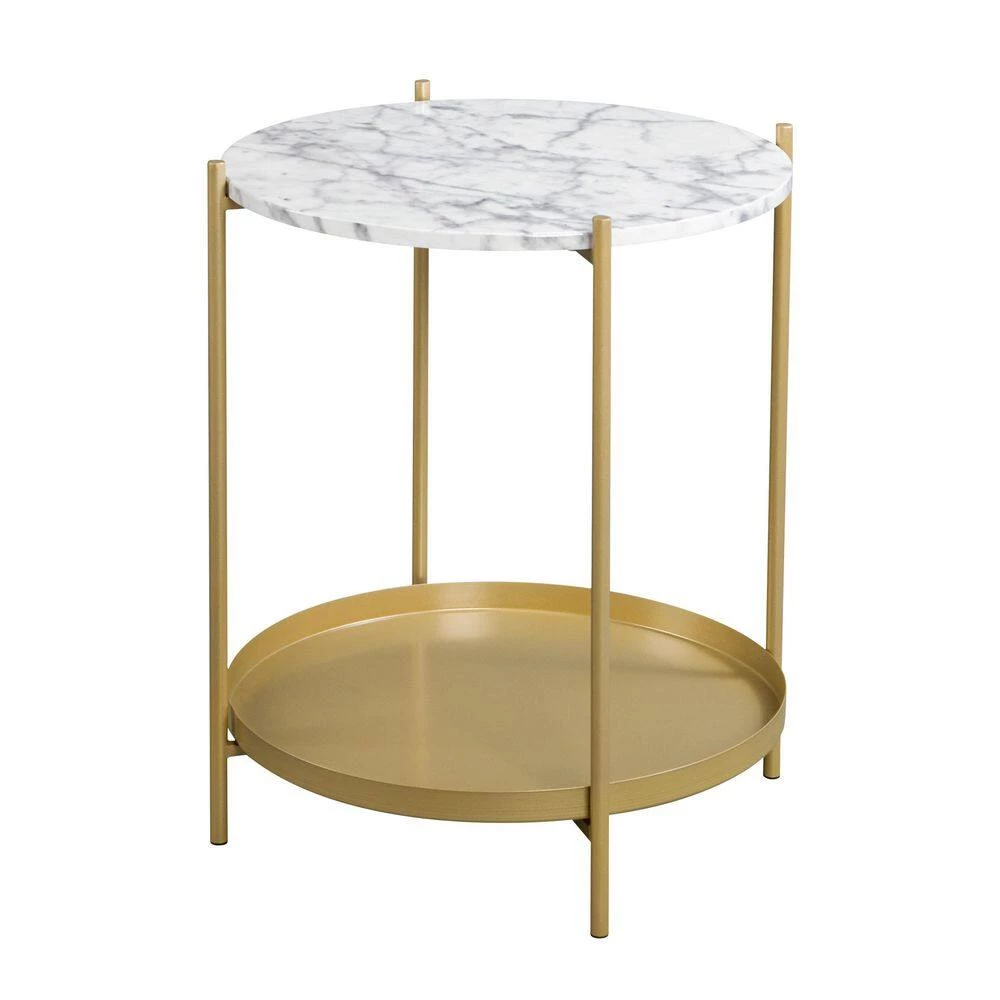 17.52 in. Gold Emma end table by SUNRINX 2 17.52 in. Gold Emma end table by SUNRINX - Image 2