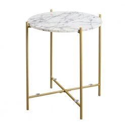 17.52 in. Gold Emma end table by SUNRINX 17 17.52 in. Gold Emma end table by SUNRINX -Furniture Store gold white sunrinx end side tables mg6 47bd fa 1000