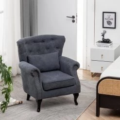 25.5 in. Gray Wide Standard Arm Chair, Single Sofa by Edendirect -Furniture Store gray edendirect accent chairs zjmrra211202002 31 1000