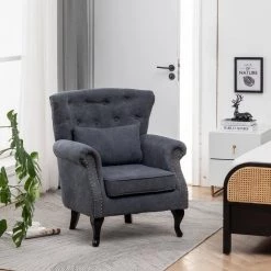 25.5 in. Gray Wide Standard Arm Chair, Single Sofa by Edendirect -Furniture Store gray edendirect accent chairs zjmrra211202002 76 1000