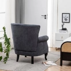 25.5 in. Gray Wide Standard Arm Chair, Single Sofa by Edendirect -Furniture Store gray edendirect accent chairs zjmrra211202002 fa 1000