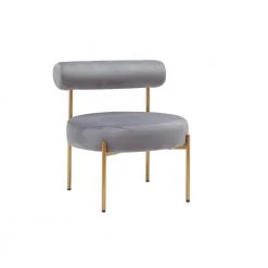 25.98 in. Gray Low Back Metal Frame Round Stool by Edendirect