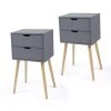 2-Drawer Gray Bedroom Storage Nightstand 28 in. (H) x 16 (W) x 12 (D) in. (Set of 2) by Edendirect