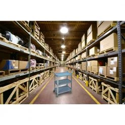 33 in. x 36 in. Three Shelf Serving Cart in Gray Plastic Shelves by Luxor -Furniture Store gray luxor bar carts sc12 g 31 1000