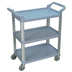 33 in. x 36 in. Three Shelf Serving Cart in Gray Plastic Shelves by Luxor
