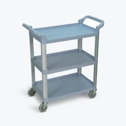 33 in. x 36 in. Three Shelf Serving Cart in Gray Plastic Shelves by Luxor -Furniture Store gray luxor bar carts sc12 g c3 1000