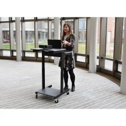 25.5 in. Rectangular Gray Laptop Desks with Adjustable Height by Luxor -Furniture Store gray luxor laptop desks lx pnadj wh 31 1000