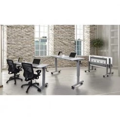 71 in. Rectangular Gray Standing Desks with Adjustable Height by Luxor