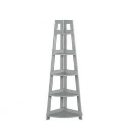 54 in. H Gray MDF Corner Ladder Shelf with 5-Shelves by RiverRidge Home