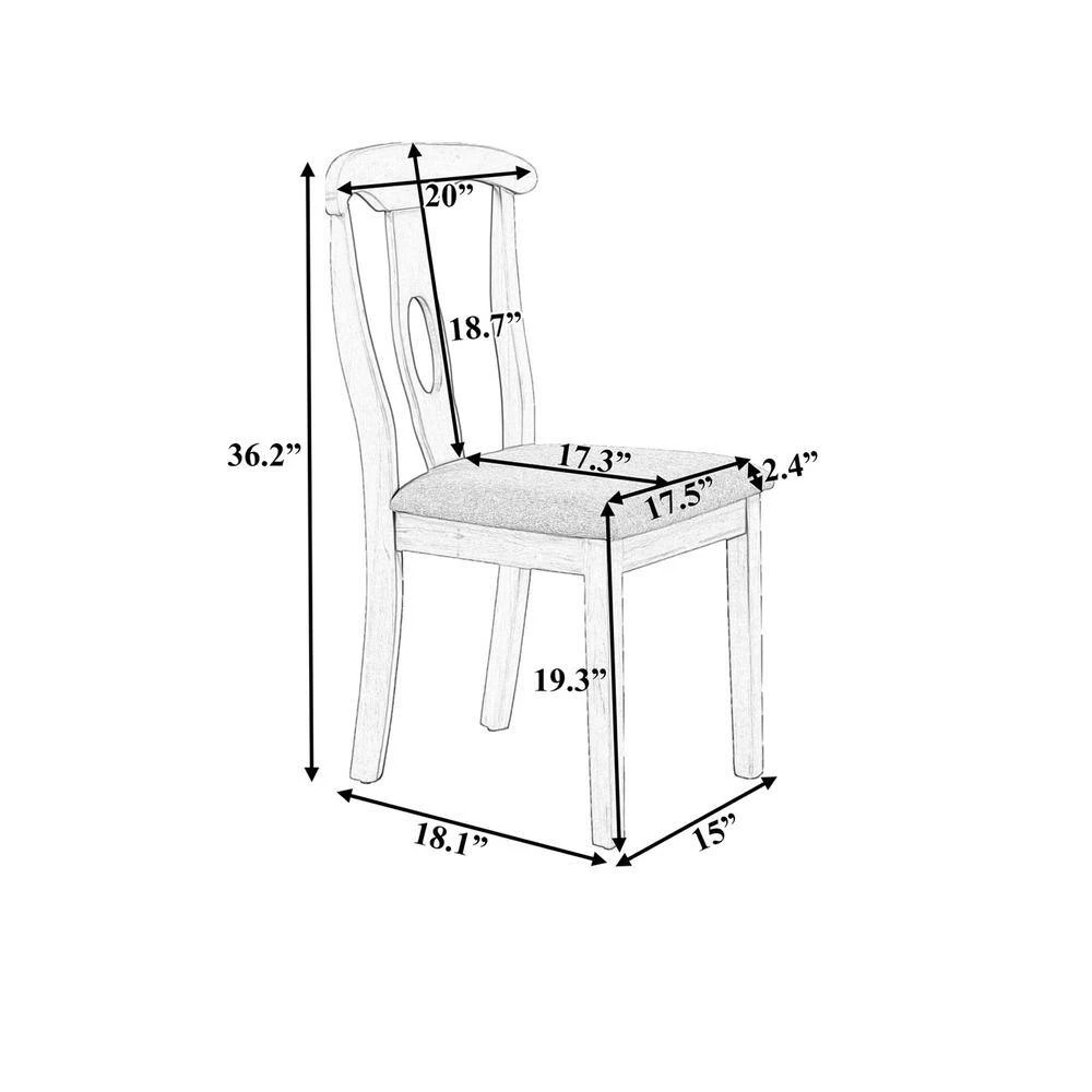 Grey Rustic Wood Padded Dining Chairs (Set of 4) by SUNRINX 7 Grey Rustic Wood Padded Dining Chairs (Set of 4) by SUNRINX - Image 7