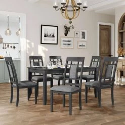 Grey Rustic Wood Padded Dining Chairs (Set of 4) by SUNRINX 14 Grey Rustic Wood Padded Dining Chairs (Set of 4) by SUNRINX -Furniture Store gray sunrinx dining chairs mg2 2we 4f 1000
