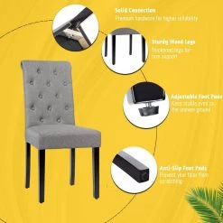 Set of 2 Tufted Dining Chair -Gray by SUNRINX 11 Set of 2 Tufted Dining Chair -Gray by SUNRINX -Furniture Store gray sunrinx dining chairs mg6 24bd 1f 1000