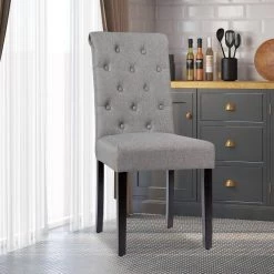 Set of 2 Tufted Dining Chair -Gray by SUNRINX 15 Set of 2 Tufted Dining Chair -Gray by SUNRINX -Furniture Store gray sunrinx dining chairs mg6 24bd 31 1000