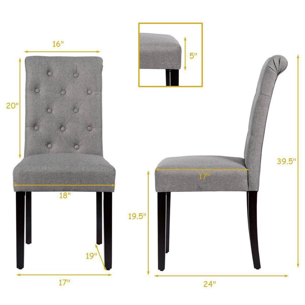 Set of 2 Tufted Dining Chair -Gray by SUNRINX 5 Set of 2 Tufted Dining Chair -Gray by SUNRINX - Image 5