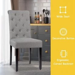 Set of 2 Tufted Dining Chair -Gray by SUNRINX 10 Set of 2 Tufted Dining Chair -Gray by SUNRINX -Furniture Store gray sunrinx dining chairs mg6 24bd 4f 1000