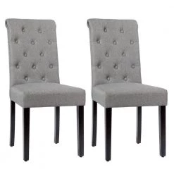 Set of 2 Tufted Dining Chair -Gray by SUNRINX