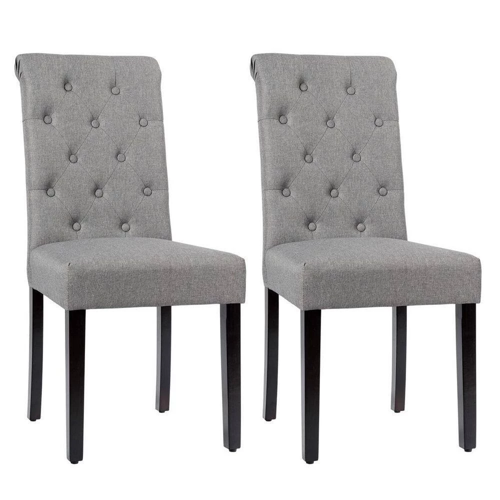 Set of 2 Tufted Dining Chair -Gray by SUNRINX 1 Set of 2 Tufted Dining Chair -Gray by SUNRINX
