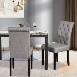 Set of 2 Tufted Dining Chair -Gray by SUNRINX 14 Set of 2 Tufted Dining Chair -Gray by SUNRINX -Furniture Store gray sunrinx dining chairs mg6 24bd 76 1000