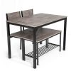 4-Pieces Rustic Dining Table Set with 2 Chairs and Bench-Gray by SUNRINX